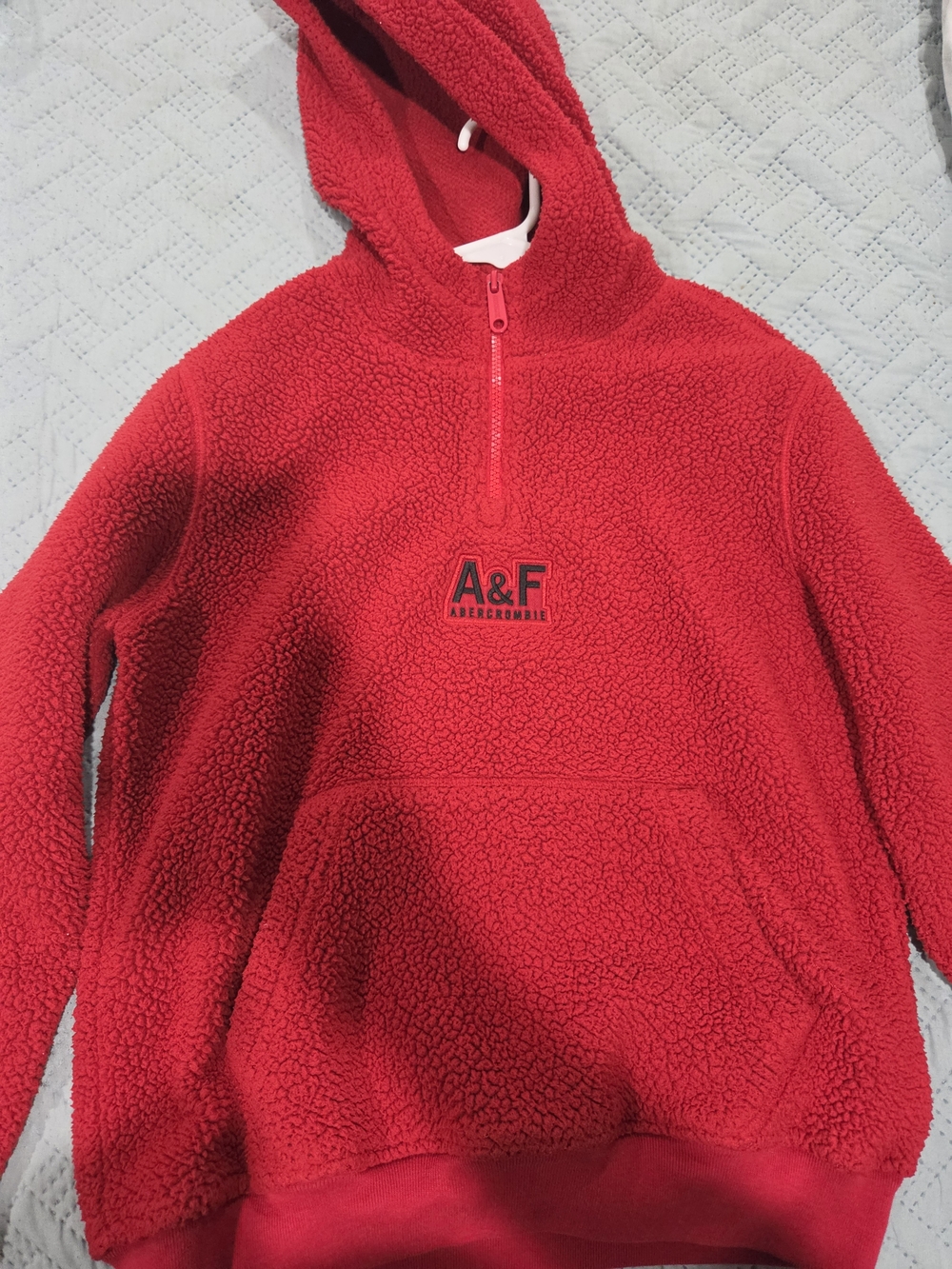 Abercrombie kids Red Sherpa Hoodie with Zip Pull